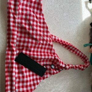 Blackbough Red and White Checkered Bikini Top